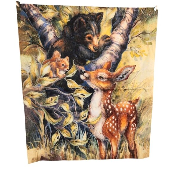 North American Wildlife Fabric Panel By Robert Kaufman Deer Bears 20x23 Inches C - Picture 2 of 10